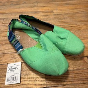 Bright Green Canvas Slip On Shoes